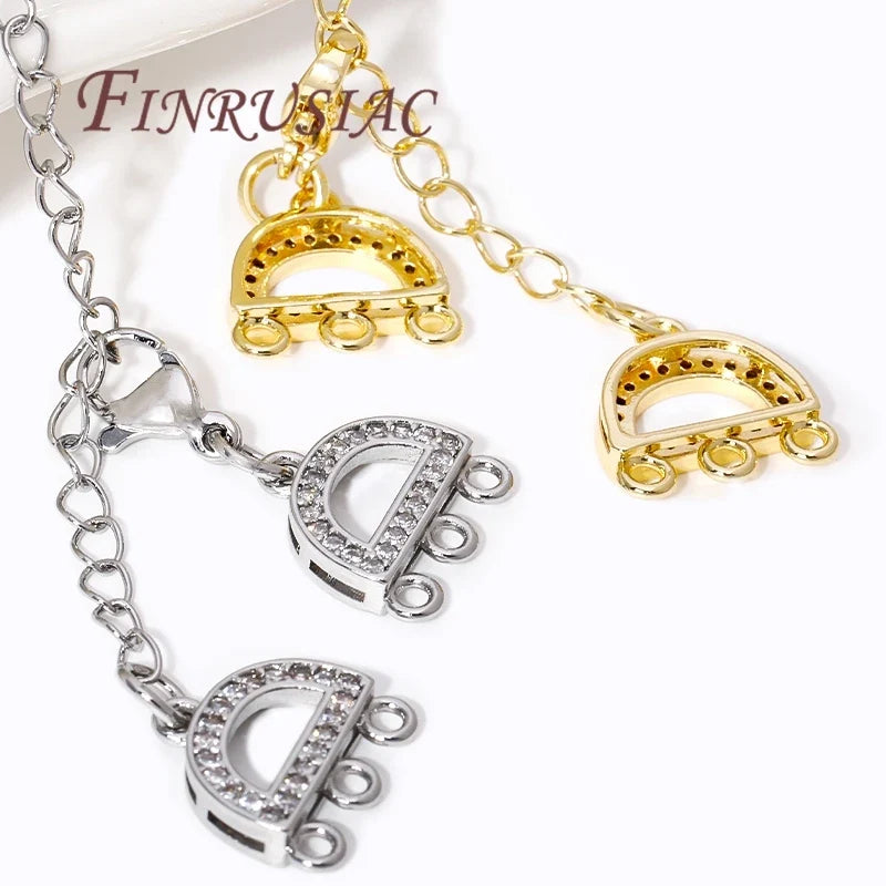 18K Gold Plated Zircon Lobster Clasp Extension Chain DIY Set