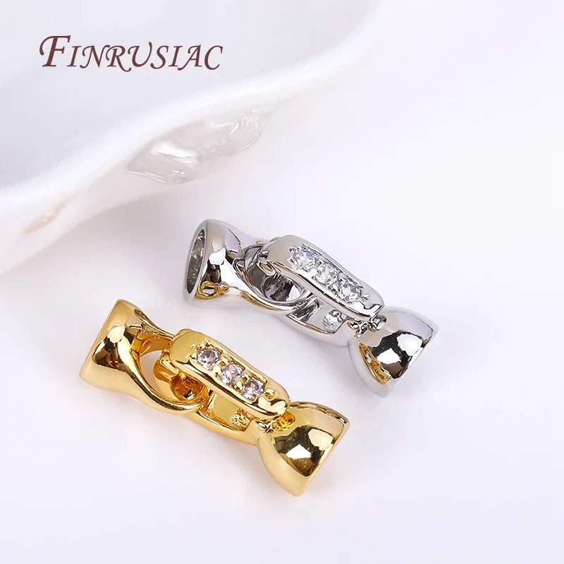 18K Gold Plated Zircon Lock Clasp | Pearl Jewelry Making