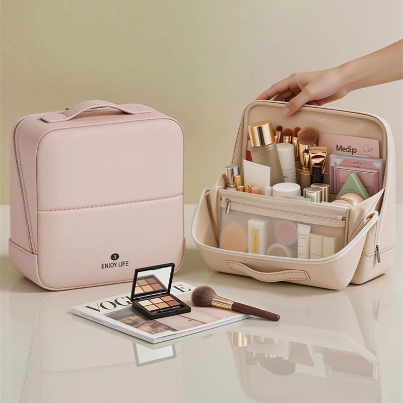 Standing PU Leather Makeup Brush Bag | Large Organizer