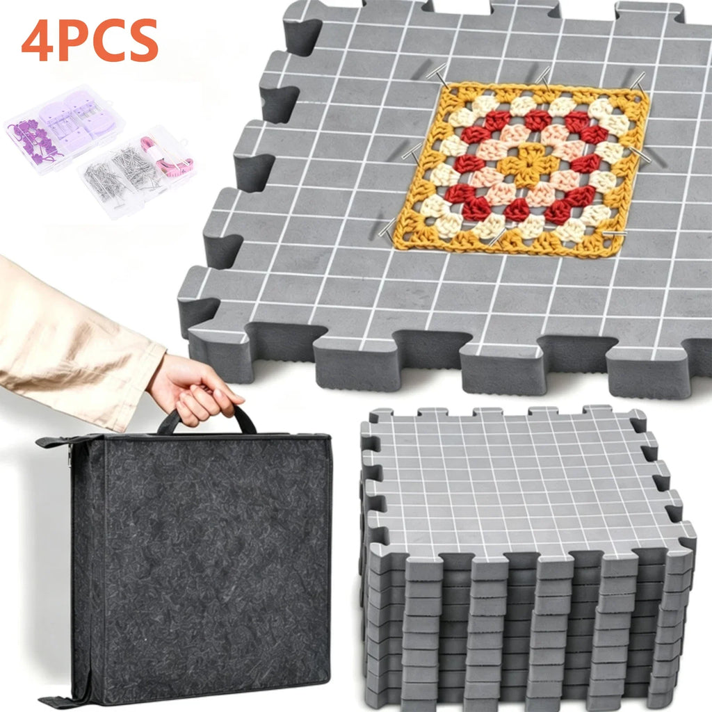 4-Piece Interlocking Foam Knitting & Crochet Blocking Mat Set