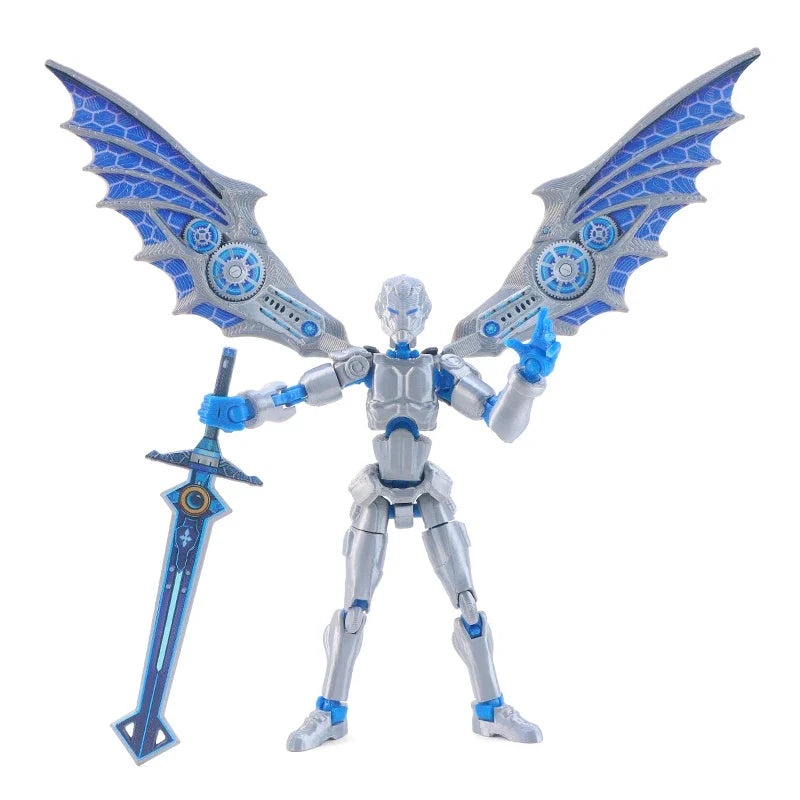 Winged Mech Robot Model – 3D Printed Poseable Desktop Figure
