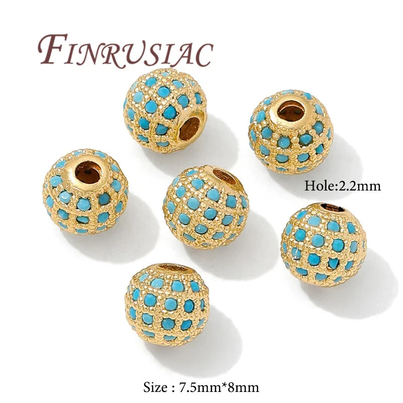 18K Gold Plated Zircon Spacer Beads – Brass DIY Jewelry Making