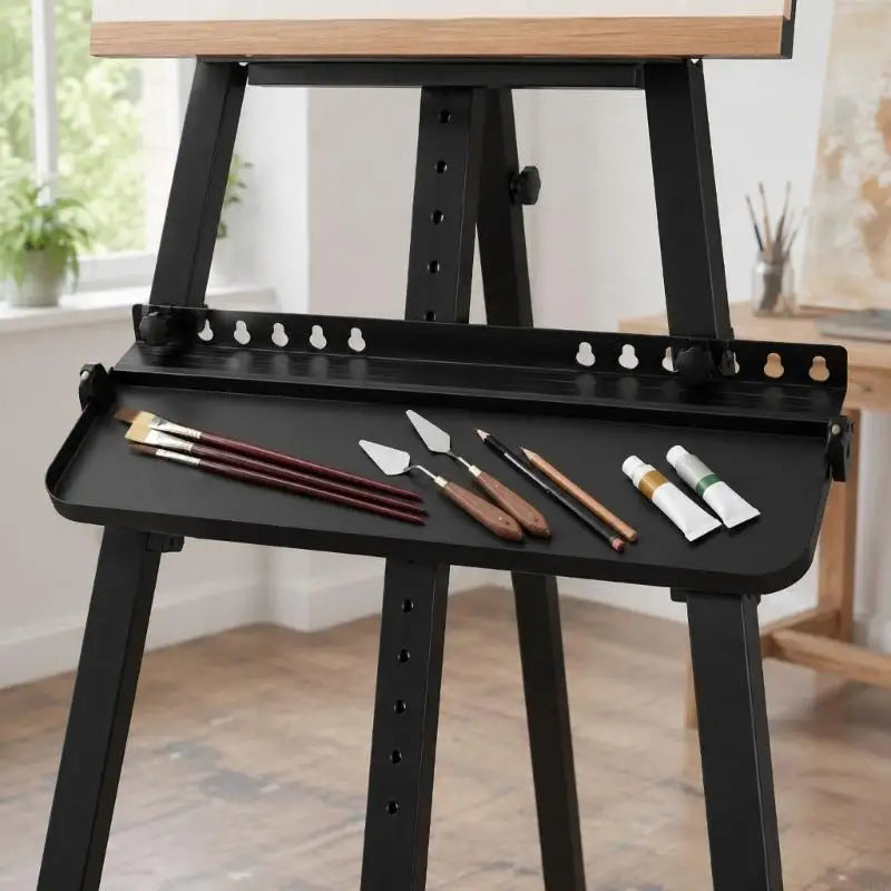 Matte Black Painting Tray Attachment | Easel Art Supply Shelf