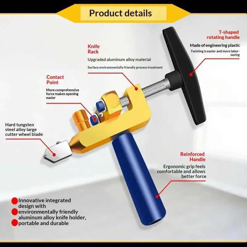 2-in-1 Glass & Ceramic Tile Cutter – Diamond Wheel & Breaker