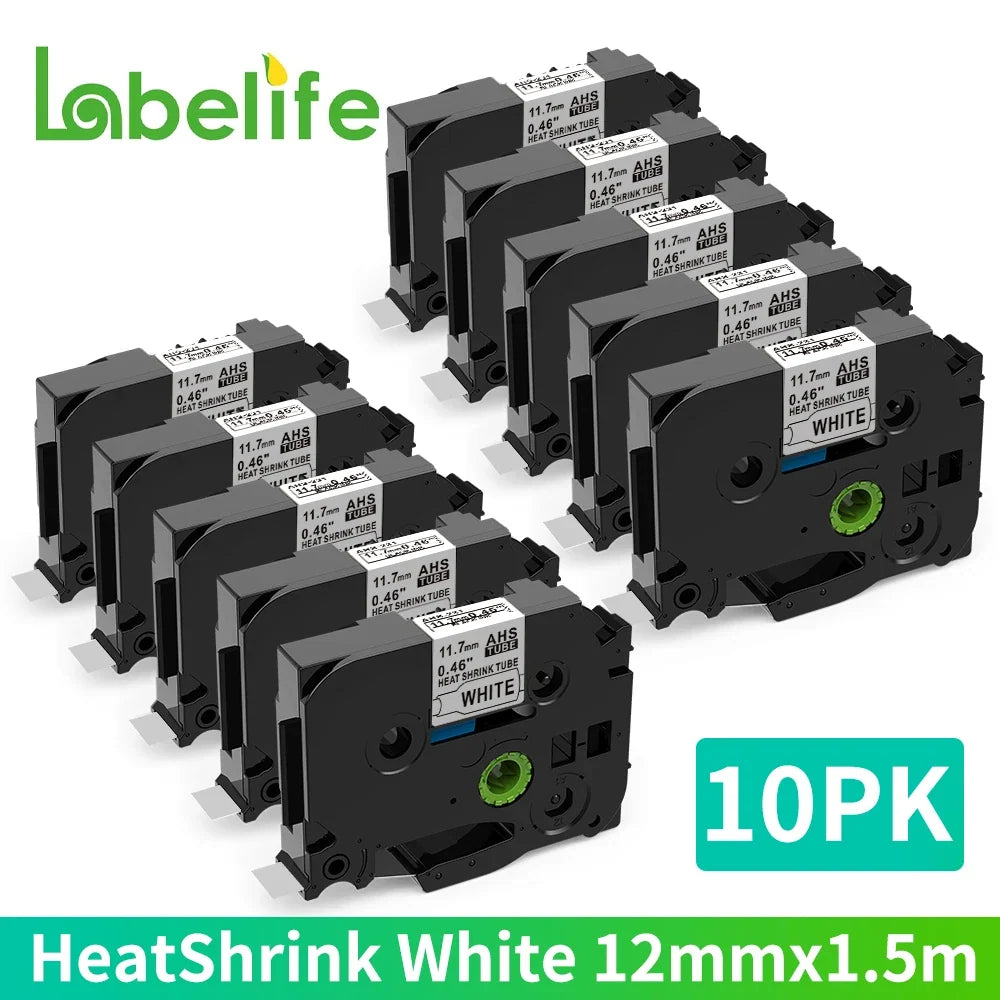 10PK 12mm Heat Shrink Tube Tape HSe-231 HSe-631 Brother P-Touch