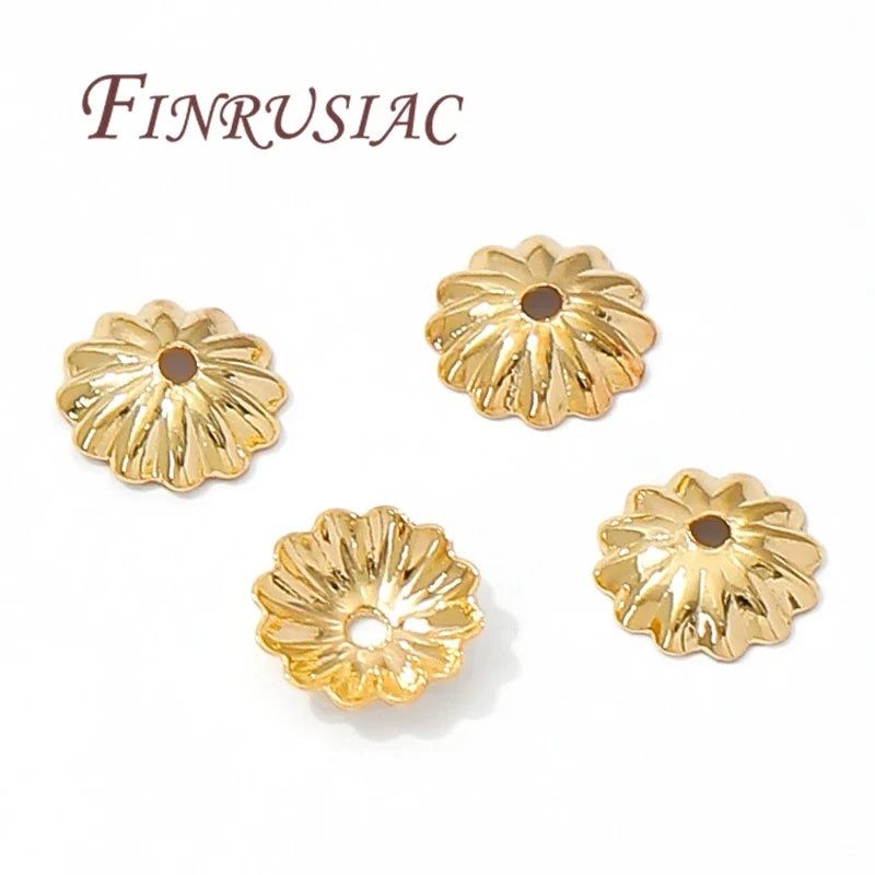 50Pcs 18K Gold Plated 6mm Flower Bead Caps for Jewelry Making