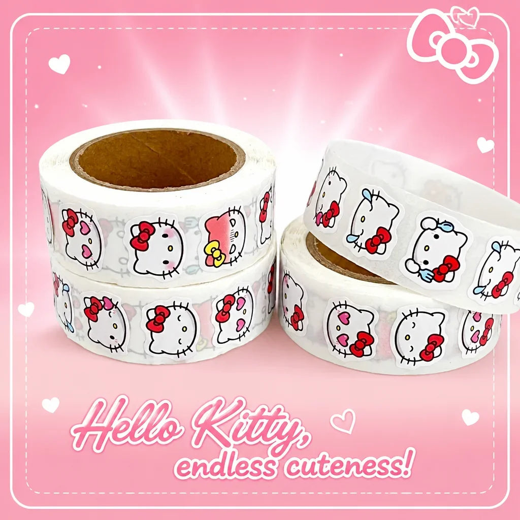 Kitty Cat Waterproof DIY Stickers 500pcs Roll | Phone Laptop