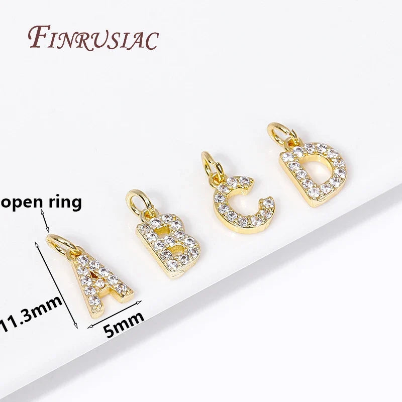 18K Gold Plated Zircon Letter Pendants A-Z Alphabet Charms