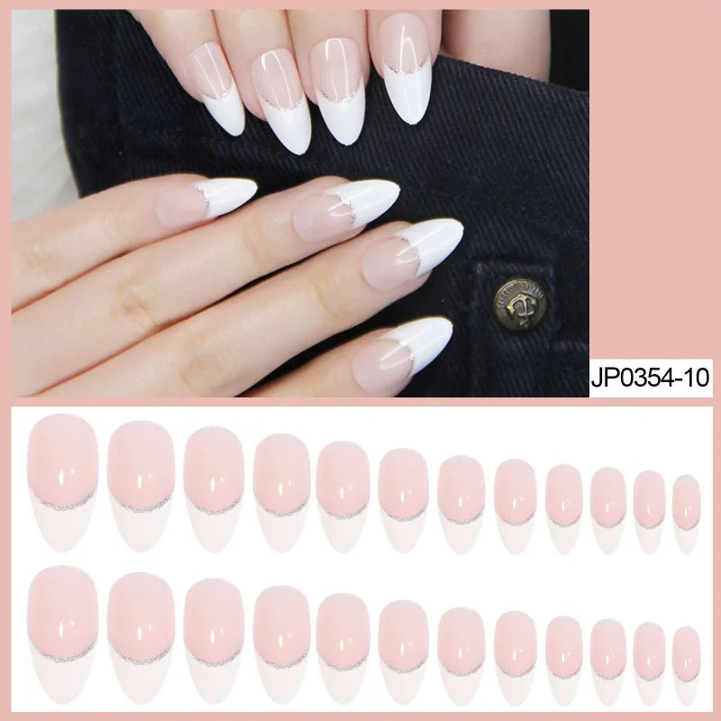 French Round Press-On Nails L Size – 24pc Acrylic Tips