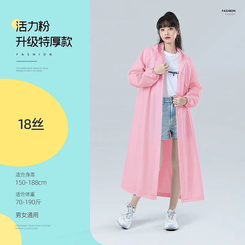 Reusable EVA Waterproof Rain Poncho – Transparent Adult Raincoat