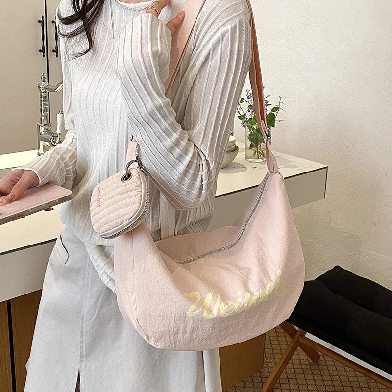 Korean Minimalist Large Capacity Nylon Tote Shoulder Bag