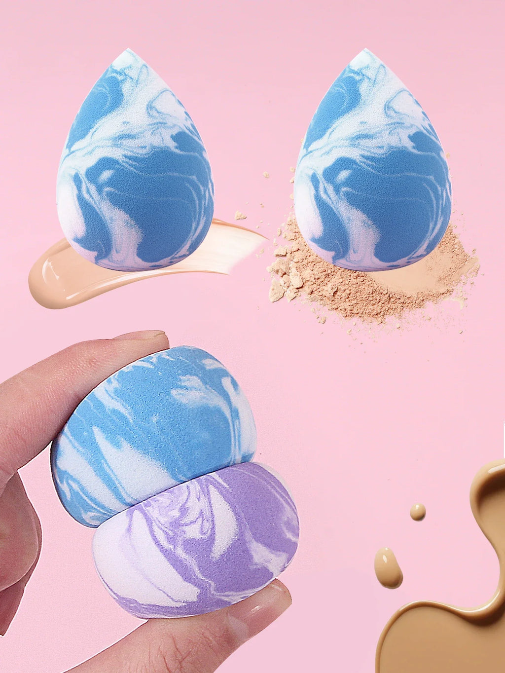 3PCS Two-Color Makeup Sponge Powder Puff – Dry & Wet Use