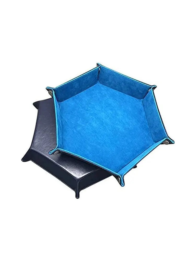 Hexagonal PU Leather Dice Tray – Foldable Board Game Organizer