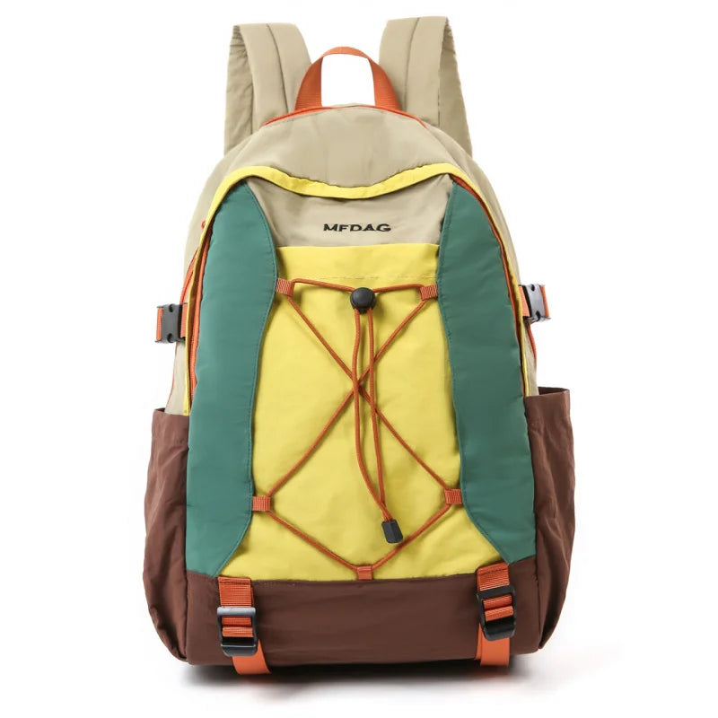 Korean Color-Block Women's Backpack – Lightweight Travel Bag