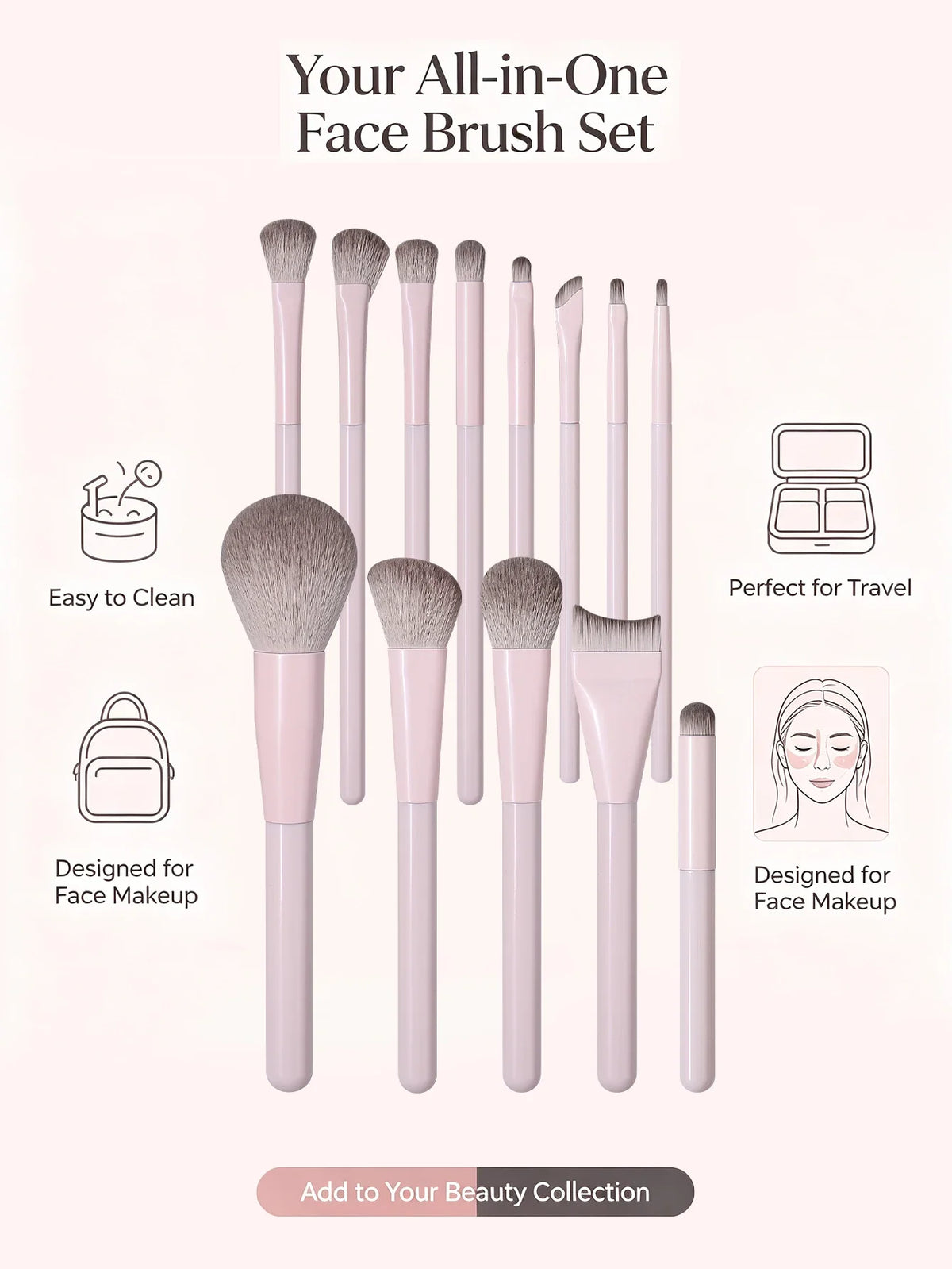 Professional 16-Piece Makeup Brush Set | Complete Travel Kit
