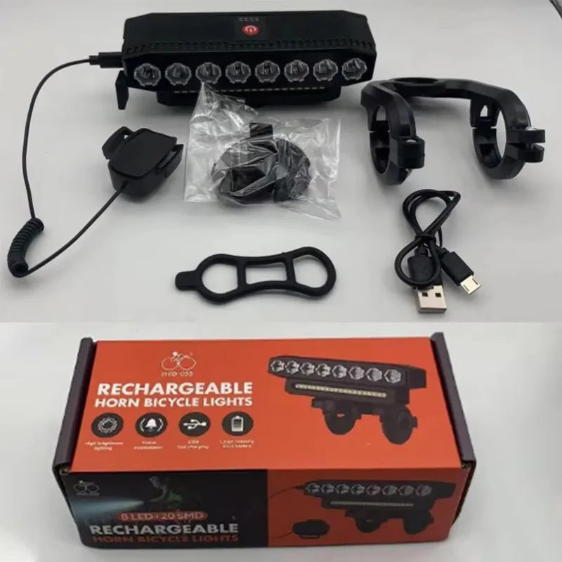 LED Bike Headlight 130dB Bell & Power Bank – 6 Light Modes