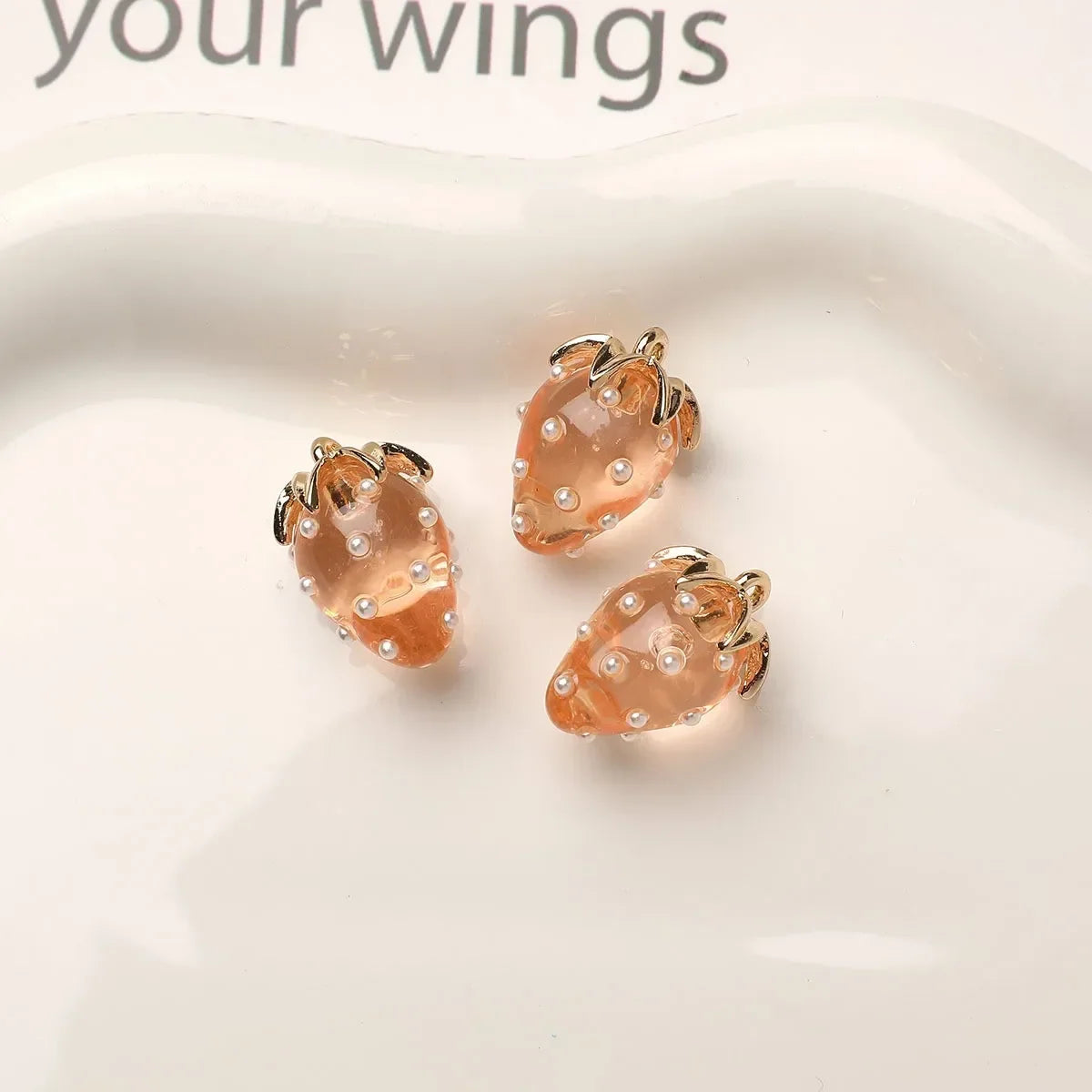 Resin Strawberry Pendant Charm for DIY Jewelry Making