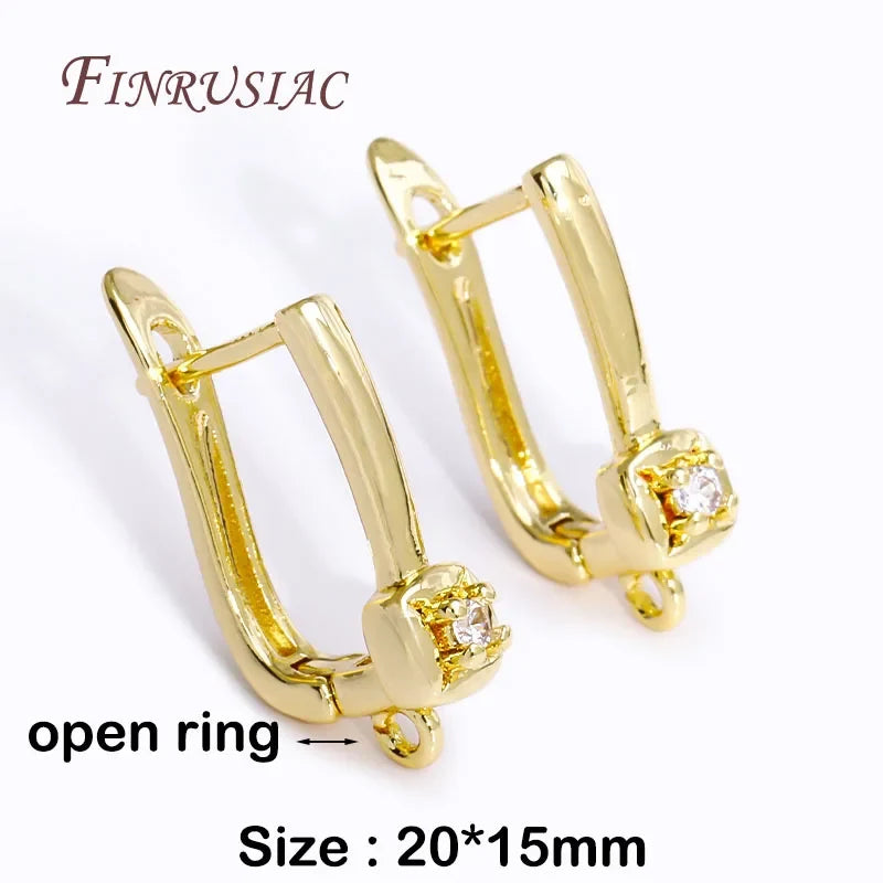 18K Gold Plated Zircon Earring Hook Clasps | DIY Jewelry Findings