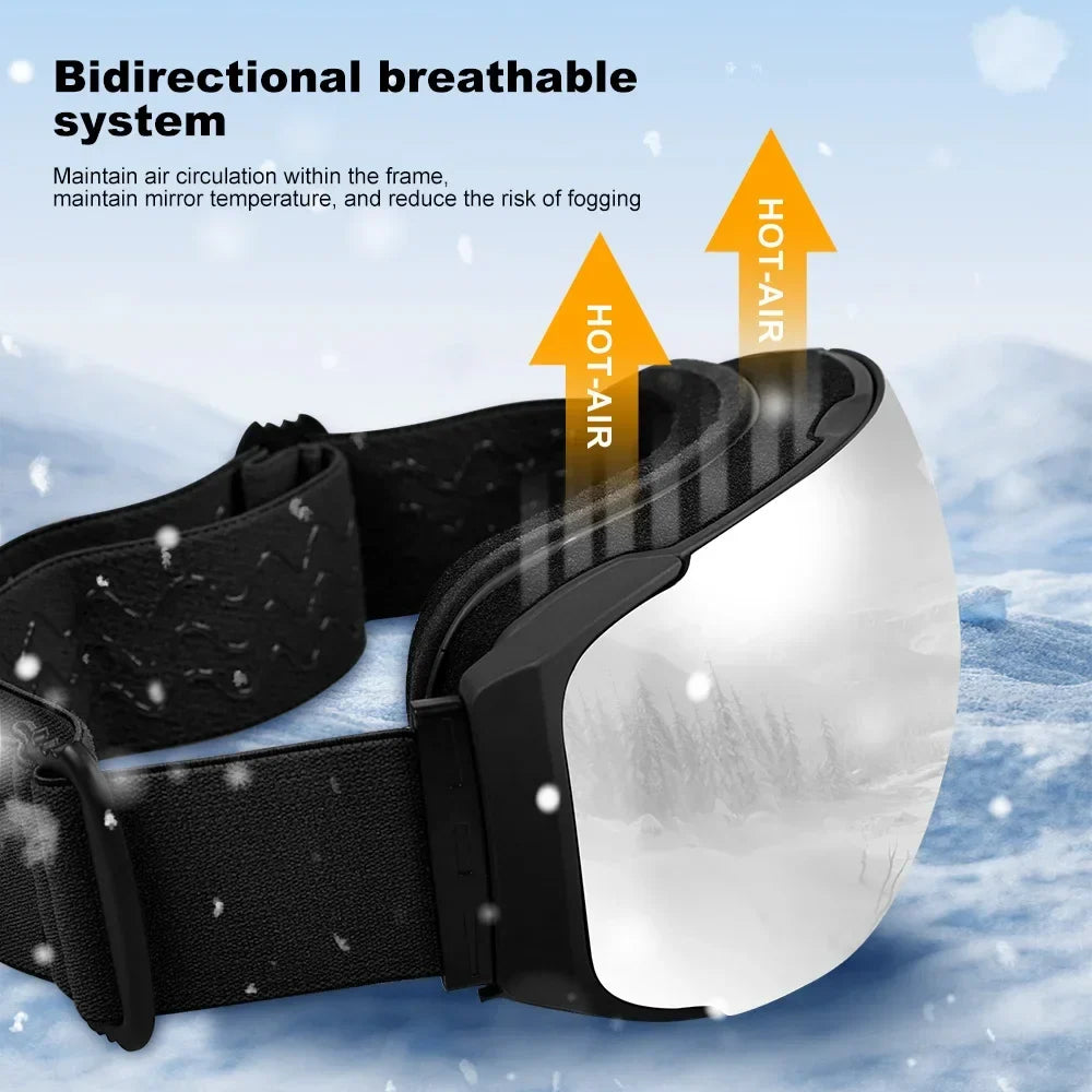 X-TIGER Magnetic Ski Goggles Anti-Fog Double Layer UV400