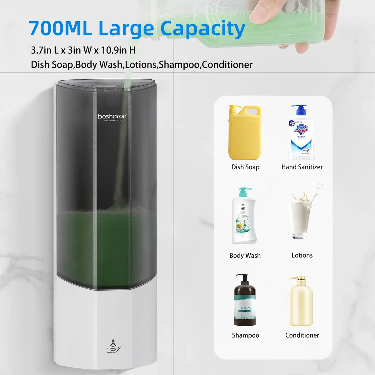 Bosharon 700ml Touchless Wall Mount Automatic Soap Dispenser