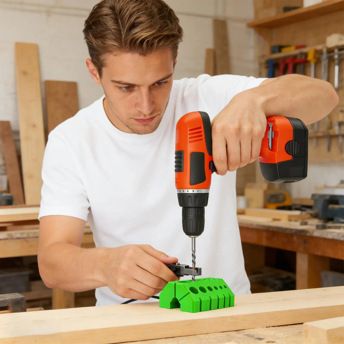 3D Printed Drill Guide Block – 45° & 90° Angle Bit Jig