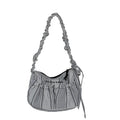 Blue White Plaid Lace Drawstring Crossbody Shoulder Bag