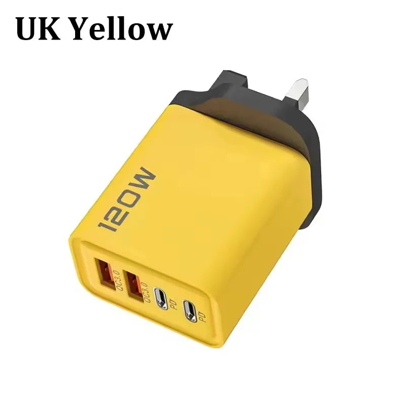 120W 4-Port USB-C PD Fast Charging Adapter for iPhone & Android