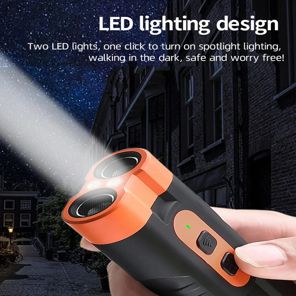 USB Rechargeable Dual Head Ultrasonic Dog Trainer + LED Flashlight
