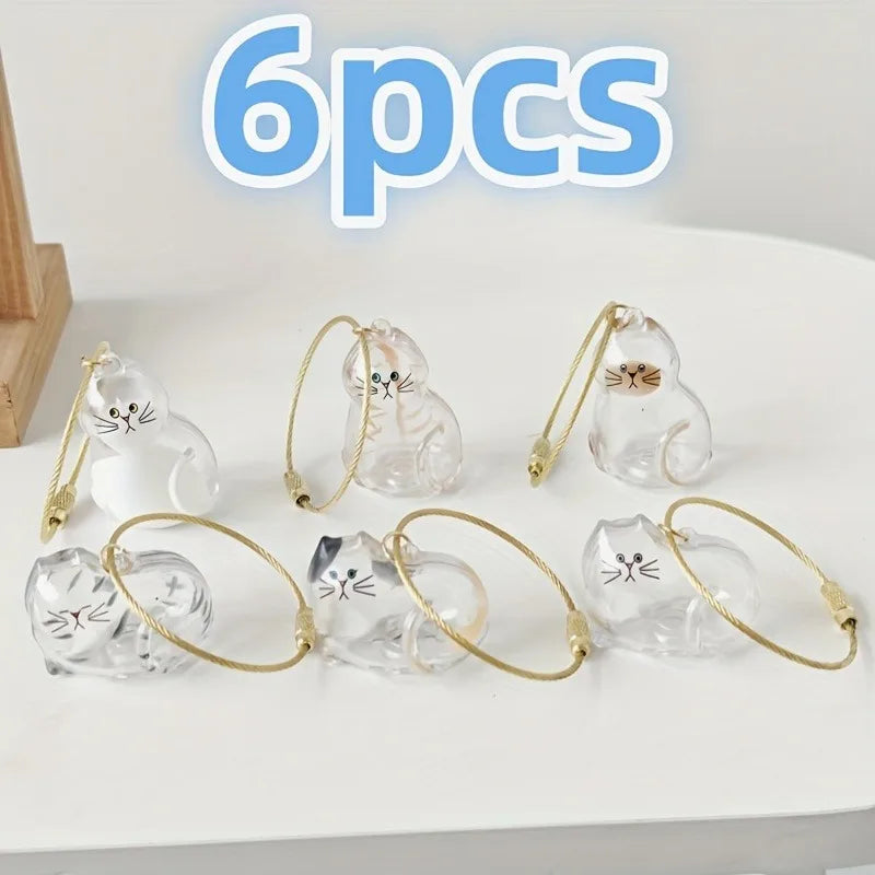 6pcs Pet Hair Keepsake Capsule Charm Keychain Pendant Set
