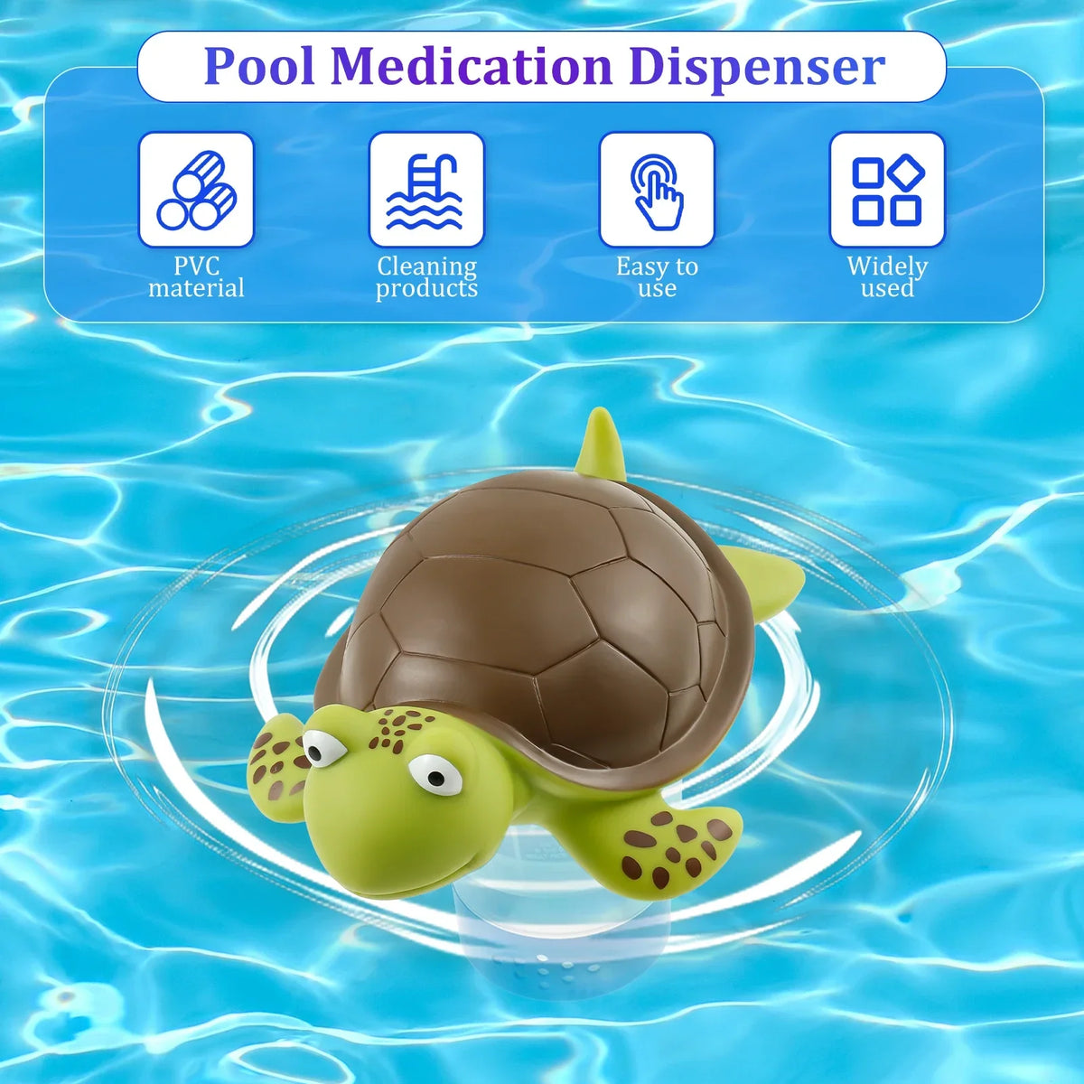 Turtle Pool Chlorine Floater – Adjustable Large Capacity Dispenser