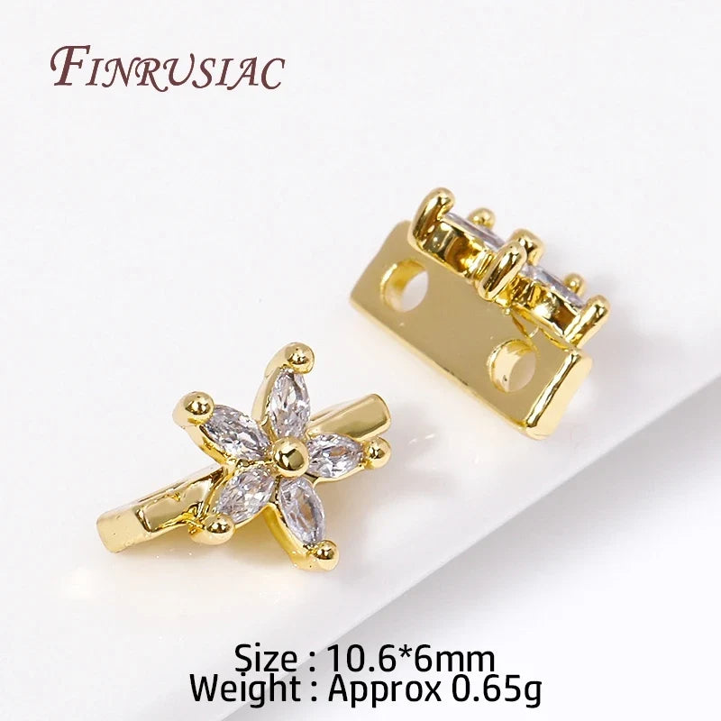 18K Gold Plated Zircon Flower Connector Spacer Beads – DIY Jewelry