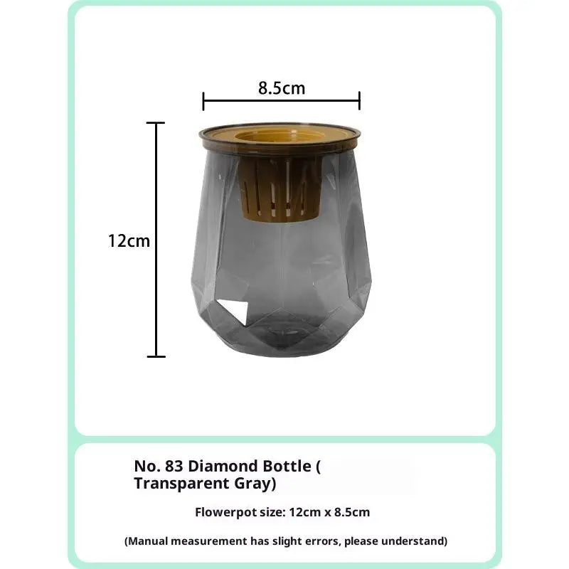 Mini Self-Watering Planter Pot – Transparent Plastic Vase Décor