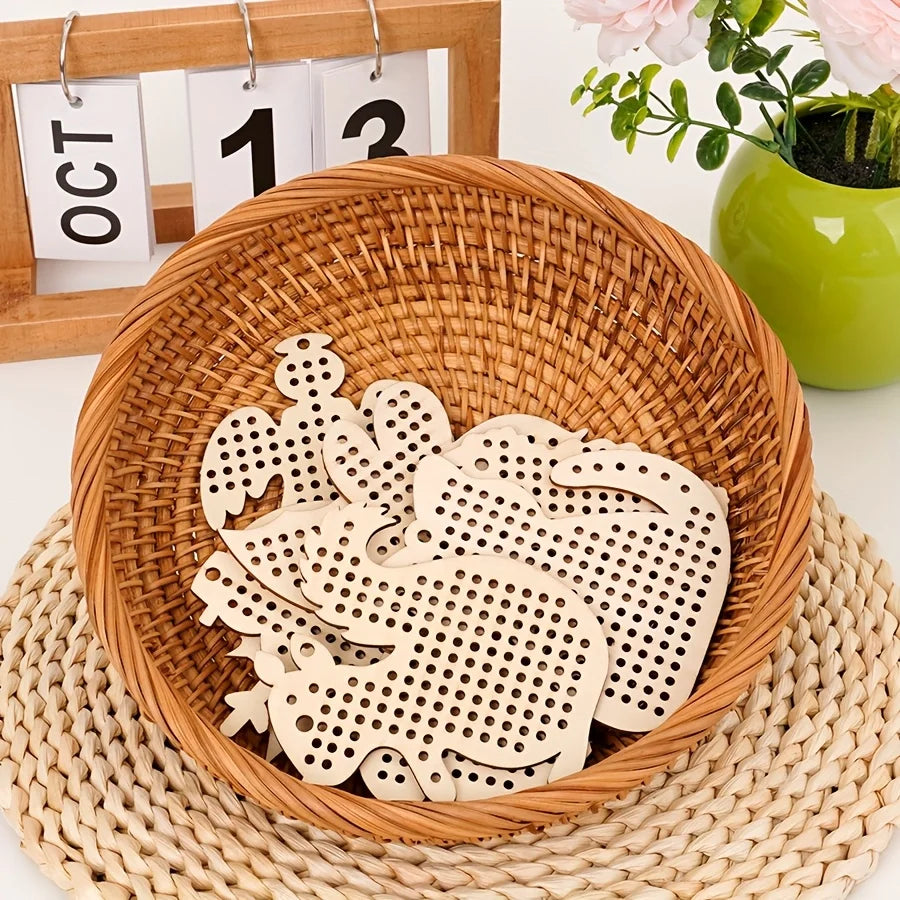 Animal Shape Wooden Embroidery Blanks – Pre-Drilled Cross Stitch