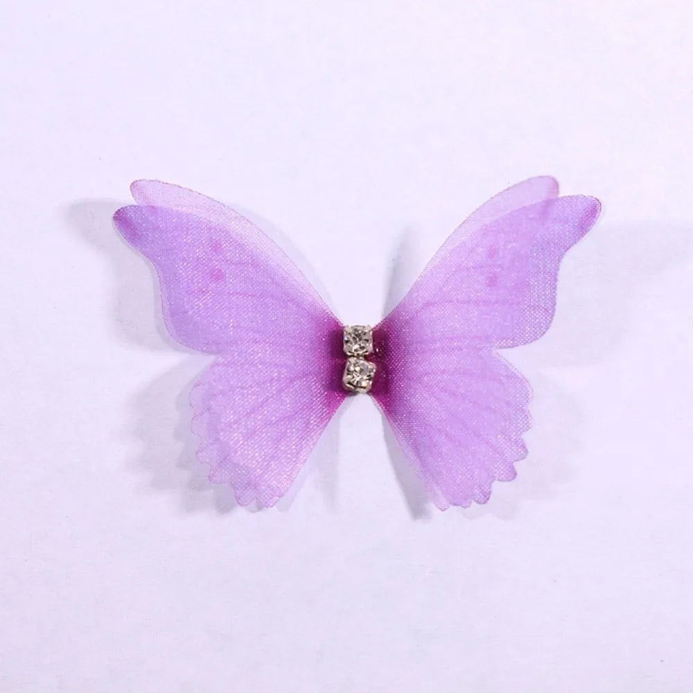 50Pcs 3D Organza Butterfly Appliques – Colorful Mesh Patches
