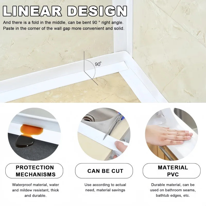 5M Waterproof Self-Adhesive PVC Caulk Tape – Kitchen & Bath