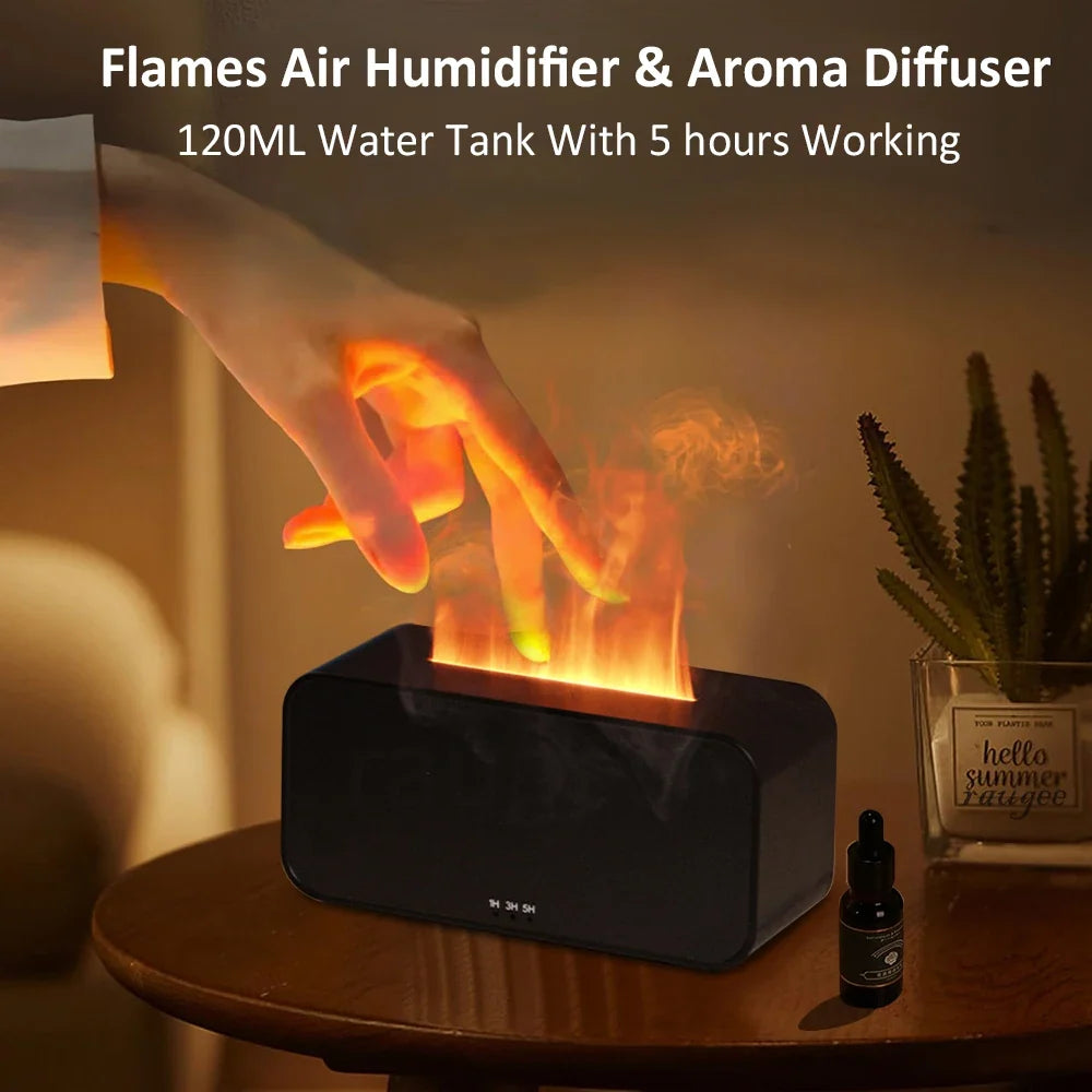 Flame Aroma Diffuser USB – 7-Color LED Essential Oil Diffuser