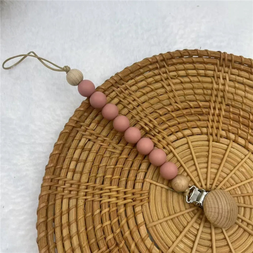 Silicone Wood Pacifier Clip – Food Grade Baby Soother Holder