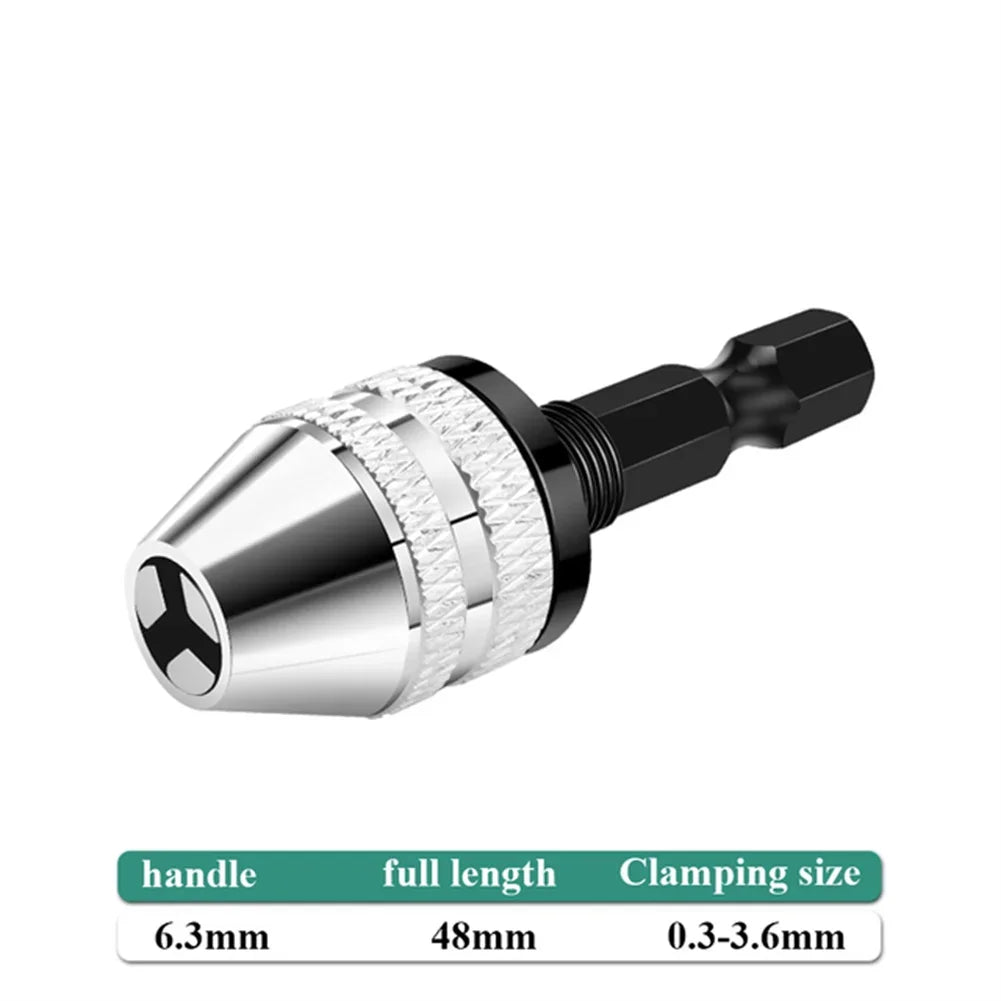 Mini Keyless Drill Chuck 1/4" Hex Shank Quick Change Adapter