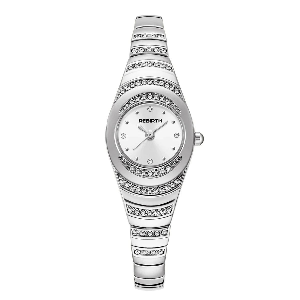 REBIRTH Vintage Oval Diamond Women's Quartz Watch | Steel Band