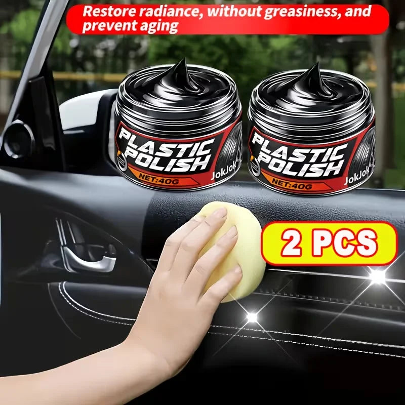 Car Plastic Trim Restorer Polish Paste – UV Shield 2-Pack