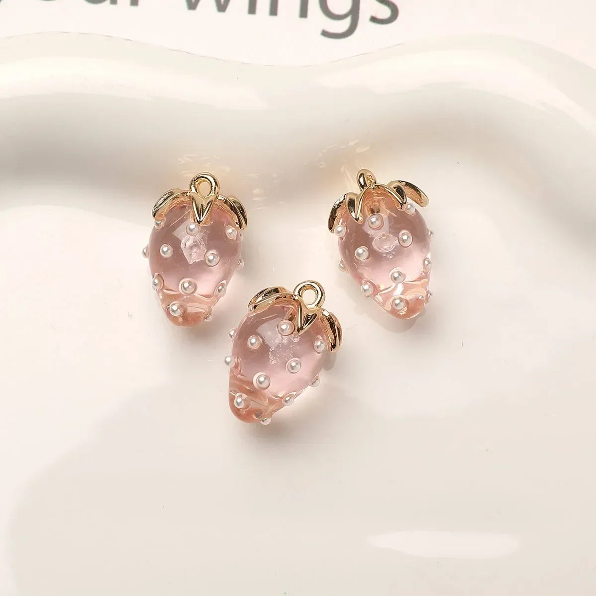 Resin Strawberry Pendant Charm for DIY Jewelry Making