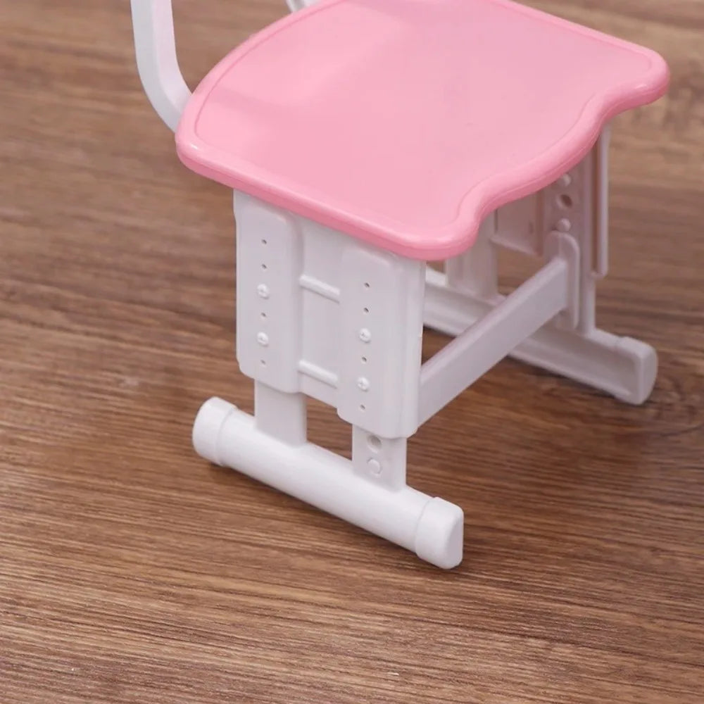 Miniature Dollhouse School Desk Chair & Pencil Box Resin Set