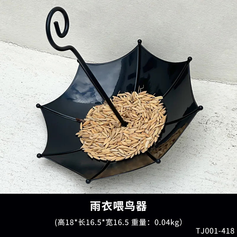 Retro Copper Umbrella Bird Feeder Outdoor Garden Pendant Décor
