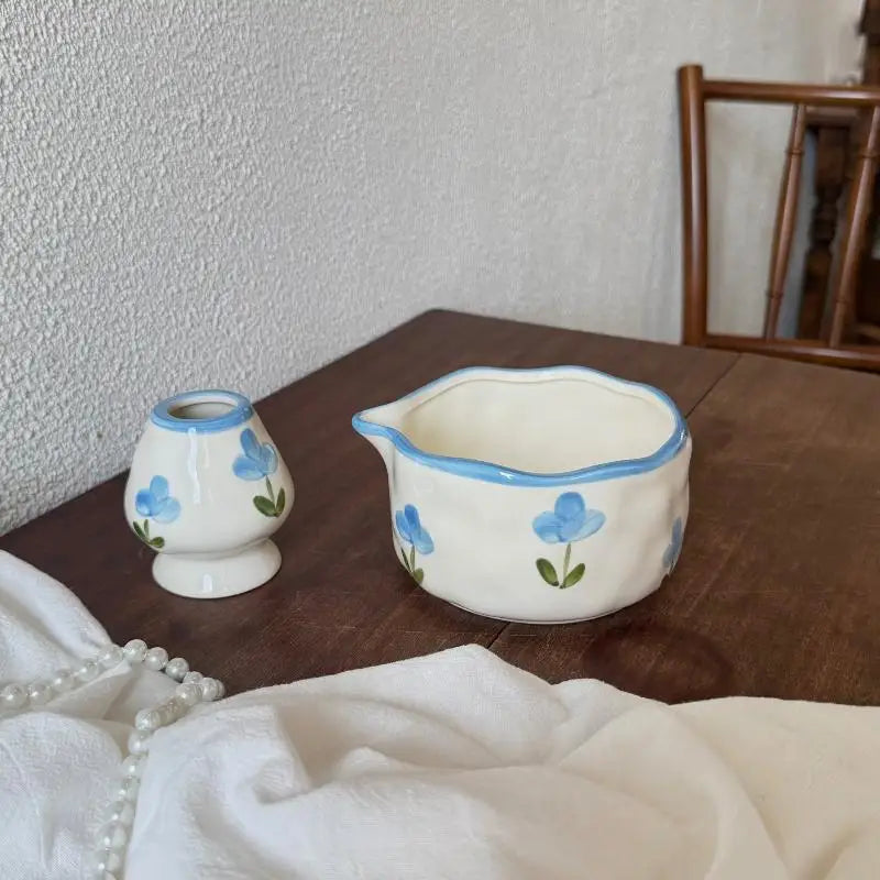 Handcrafted Ceramic Mixing Bowl Set with Pour Spout & Insert