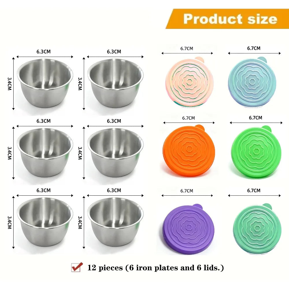 12pc 304 Stainless Steel Leakproof Food Containers & Dressing Cups