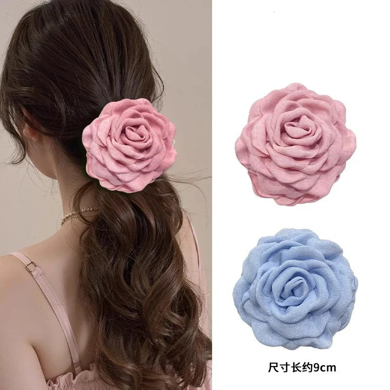 Rose Flower Hair Claw Clip – Elegant Shark Clip for Women