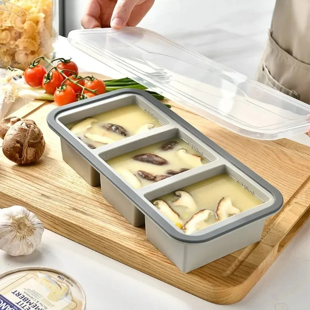 Silicone Freezer Tray with Lid – Large Ice Cube Meal Prep Mold