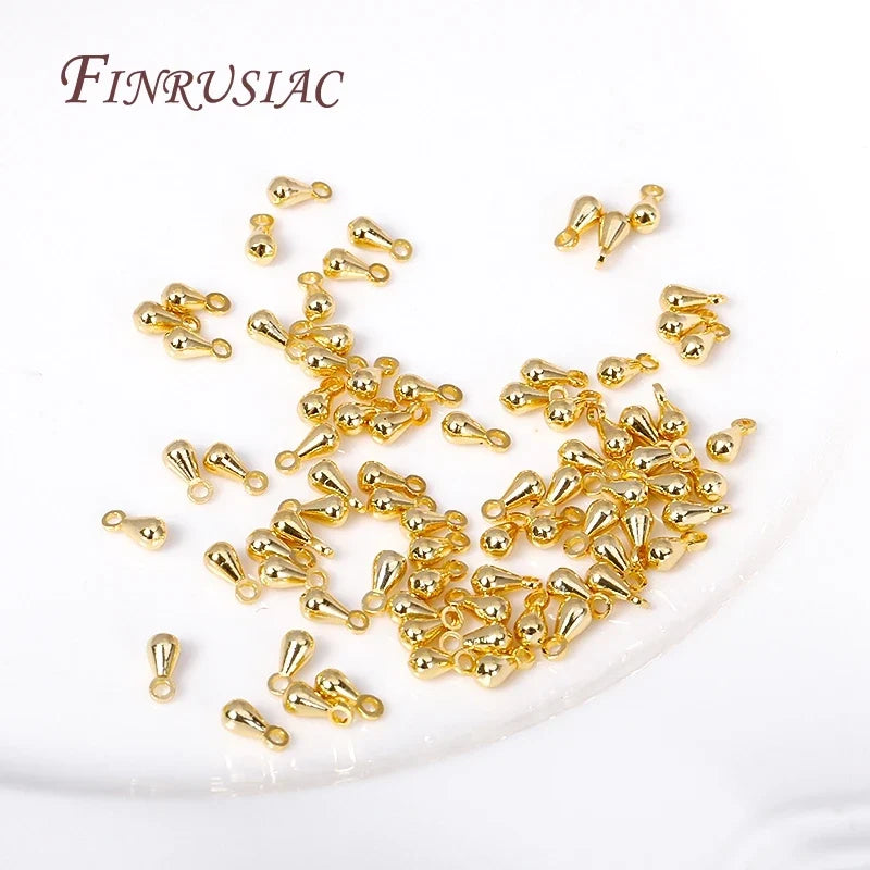 18K Gold Plated Water Drop Pendant End Beads | DIY Jewelry