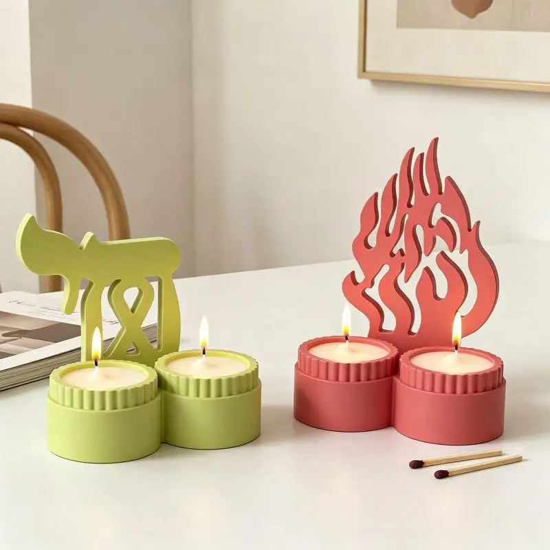 Silicone Candle Holder Mold Set – Tealight & Fire Shape DIY Mould
