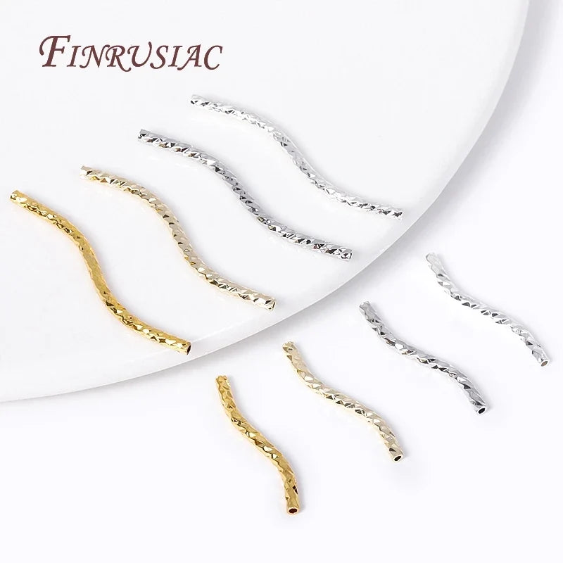 18K Gold Plated S-Shape Twisted Tube Bead Connector – Brass